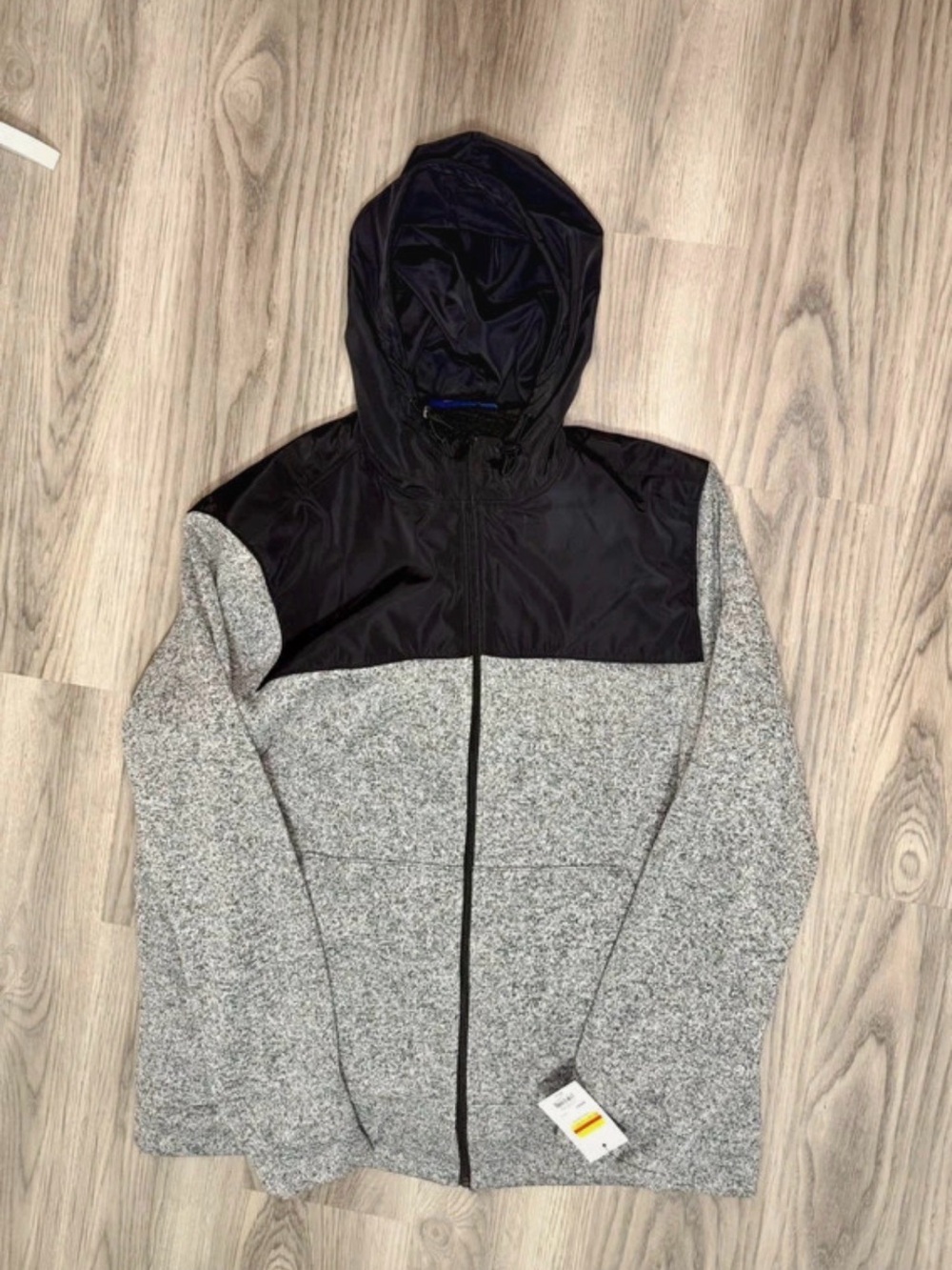 Apt. 9 Men's Gray Fleece Zip-Up Hoodie with Black Hood